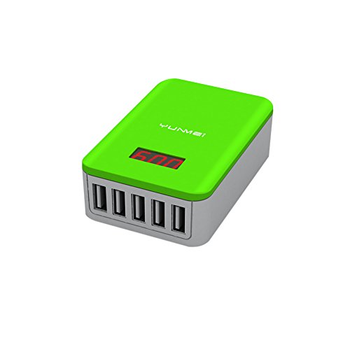 YunMei USB Ladegerät 5 Port 16W Desktop Ladegerät Ladeadapter Ausgabe Display MAX 5A Für Android, Samsung, iPhone, Tablet PC, Smart Uhren, Kinder Handys (5USB-HG)