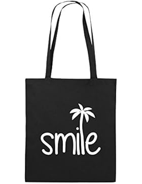 Comedy Bags - smile - PALME - Jutebeutel bedruckt, Baumwolltasche zwei lange Henkel aus 100 % Baumwolle in 38x42cm...