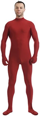 CHENGYANG Mens Halloween Costumes Headless Soild 2nd Skin Cosplay Unitard Jumpsuit Red M