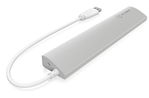 Icy Box IB-AC6701 7-fach USB 3.0 Hub mit integriertem USB-Kabel und Aluminium Gehäuse (inkl. 5 V / 4 A Stromadapter) silber - 3