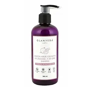 Glamvedas Onion 7 In One Ayurvedic Hair Growth Shampoo| All Hair Types| SLS & Paraben Free| 300ml