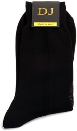 Men’s Black Mid-Calf Socks 100% Cotton with Side Panel Design Made in Italy