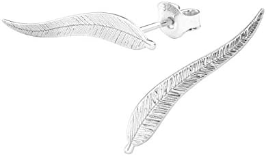 Earrings leaf feather ear climber - 925 silver - ARLIZI 1397