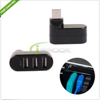 SAWAKE USB 2.0 Hub Verteiler 3 Ports Highspeed 180° drehbar Splitter Für Laptop Notebook PC Computer - 3