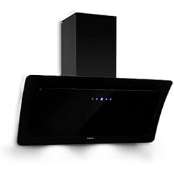 Klarstein Ariana - Hotte aspirante, Elégante, Trois niveaux de puissance, Jusqu'à 650 m³/h, Panneau de commande tactile, Ecran LED, 2 LED, 73 dB, Filtre à graisse dissimulé, 90 cm, Noir