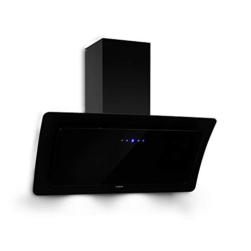 Klarstein Ariana - Hotte aspirante, Elégante, Trois niveaux de puissance, Jusqu'à 650 m³/h, Panneau de commande tactile, Ecran LED, 2 LED, 73 dB, Filtre à graisse dissimulé, 90 cm, Noir