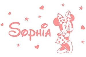 DECO-ONLINE l nome e l'adesivo personalizzato Minnie del wall sticker. Adesivo murale Minnie. Adesivo murale con il nome di un bambino e Minnie Mouse.