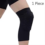 SHALU Genouillères en nid d'abeille de Basket-Ball Sport genouillère Volley-Ball genouillère Brace Soutien Football Compression Manches Manches L Noir