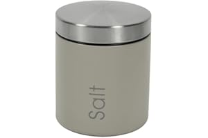 Kasaviva JOLLY BARATTOLO,Corpo in Metallo e Coperchio in Acciaio Inox, Giara per Zucchero, Sale, Caffè d10 cm x h12 cm (Sale, Tortora)