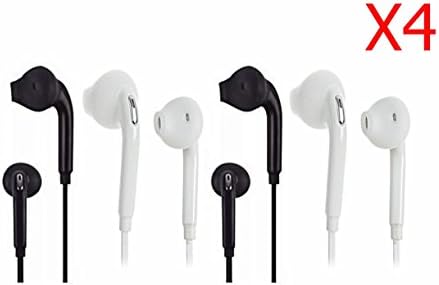 JustJamz (4 Pack) Earbuds with Mic & In Line Remote for Samsung, Galaxy S6, S5 s7, Edge, Note 4 5 6 7, Galaxy Earbuds, Headphones (2 Black - 2 White)