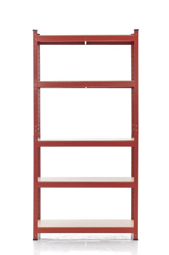 CLP Schwerlastregal, Metall, verzinkt, Tragkraft 875 kg, 5 Böden, Lagerregal Farbe + HÖHE wählbar rot, 180 x 90 x 45 cm - 4
