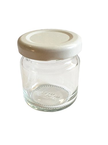 100er Set Sturzgläser Mini 53 ml ETIKETTEN zum Beschriften Rundgläser Honig Kaviar Marmeladengläser Obstgläser Einmachgläser Einweckgläser To 43 weißer Deckel incl. Vitrea - 2