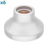 conexión directa a 230 V ledscom.de E27 Porcelana portalámpara Elektra, Redondo, Blanca, 90mm, 6 UDS