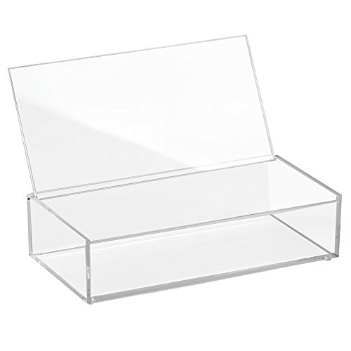 mDesign Kosmetik-Organizer mit Deckel für Waschtisch Schrank zum Aufbewahren von Makeup, Kosmetika, Groß – 5 cm Hoch, Durchsichtig - 2