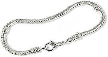 TREEND24 Elegant Ladies Polished Silver Bead Bracelet Karabinerhaken Stainless Steel Beads Charm Charm Bead Charmarmband Changeable Jewellery Silver Rhinestone Original Pand Gift Love Watches, Bangles Silver