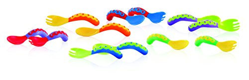 Nûby 5253 Starter Learn-to-Eat Cutlery Set for Children Aged 9 Months or Over Assorted Colours Selected at Random