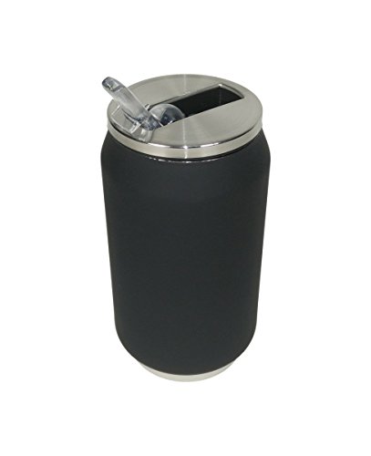 Yoko Design - Thermos a Forma di lattina, in Acciaio Inox, 13 cm Gomma Nera Morbido
