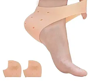 ALWAFLI Silicone Gel Heel Pad Socks For Heel Swelling Pain Relief,Dry Hard Cracked Heels Repair Cream Foot Care Ankle Support Cushion - (Skin Color, Free Size) - 1 Pair