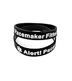 x2 Alert PACEMAKER Fitted Wristband Medical Alert Silicone Wristband Bracelet (Gift Box Goodies) UK (x2 Black)