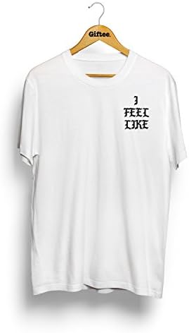 Giftee I Feel Like Pablo Back Hem Print T-Shirt (X-Large, White)