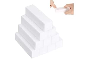 Yicare Lot de 10 Bloc Polissoir Ongles Blancs Lime à Ongles éponge Tampon à Ongles Meulage des Ongles Nail Art Tip Outils