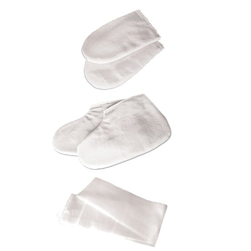 Deo Paraffin Wax Manicure Pedicure Mitts Booties Treatment Cotton Hands Feet Liners Protectors WHITE