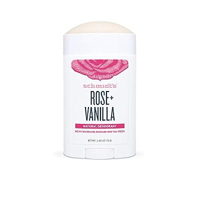Schmidt's, Déodorant d'Origine Naturelle Stick à La Vanille & à La Rose, 75g, Certifié Vegan, Efficace 24h