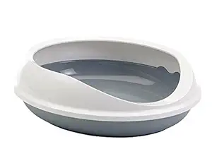 Savic Figaro Oval Cat Litter Tray with Rim in Grey