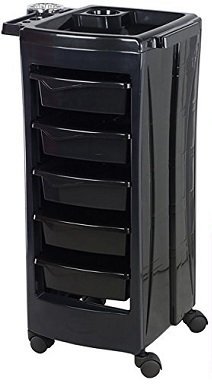 TekNoh Evo - 6 Tier - Salon Rolling Storage Trolley - Black - Hairdressers Hairdressing Spa Hair Stylist Beauty Barber Cart Drawers Roller