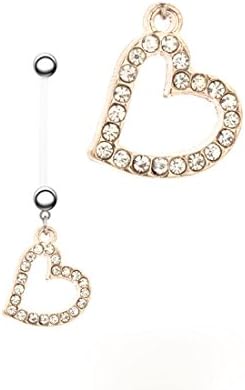 HYIdealism Heart Design Dangle Silicone Bar Navel Belly Button Barbell Ring Body Piercing Pierced Jewelry for Pregnant Women