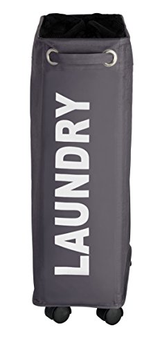 Wenko 3450115100 Wäschesammler Corno Grau – Wäschekorb, Fassungsvermögen 43 L, 100 % Polyester, 18,5 x 60 x 40 cm, dunkelgrau - 4