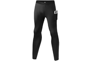 Terecey Męskie rajstopy sportowe z kieszeniami, męskie rajstopy do biegania, długie, szybkoschnące legginsy, męskie sportowe spodnie kompresyjne