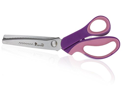 Zackenscheren, P.LOTOR Stoffschere Zickzackschere für Stoffe Schneiderschere mit Komfortgriff 24cm(9,3 Inches), Scalloped-Purple - 9