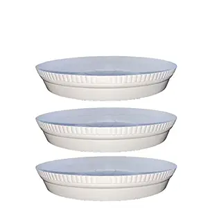 GREENRI 4 Inches (Pack of 3) Heavy Duty Plastic Round Planter Bottom Tray (Plate/Saucer), Detachable UV Treated Flower Pots Base Plate for Extra Water Collection - White