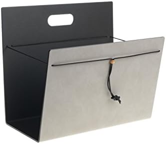 Newspaper Stand L Leather &amp; Aluminium Nupo Light Gray