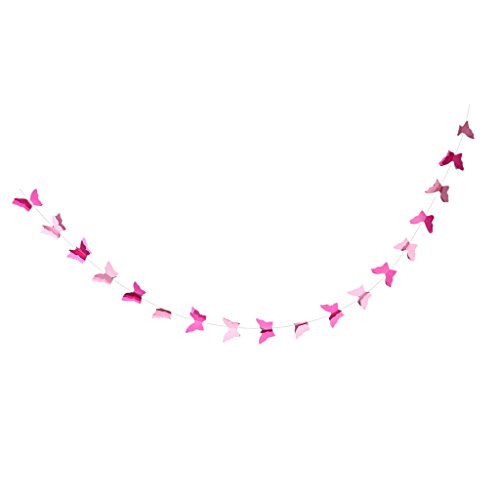 Gazechimp Papier Schmetterling Wimpel Girlande Süße Bunting Wimpelkette Dekor – Rosa, 2,8 m - 4