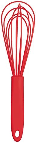 Lifeyz Colorful Silicone Whisk Manual Egg Whisk Hand Whisk Egg Whip Handle Milk Egg Beater Whisk Shaker- 12inch- 12inch (Red)