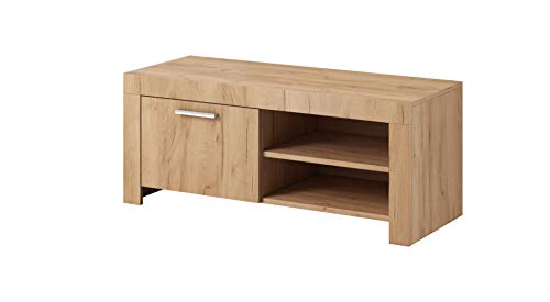 e-Com - Meuble TV Armoire Tele Table Television River - 120 cm - Chene Dore