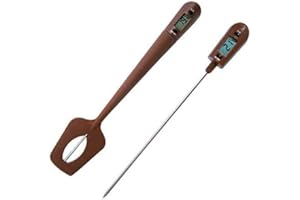 OFKPO Spatule Thermomètre à Chocolat, Pâtisserie Spatule + Thermomètre Silicone, Marron