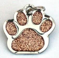 Glitter Pet Tag Gold Paw Print Design 26mm S/Steel From Melian - MESSAGE US WITH TEXT REQUIRED