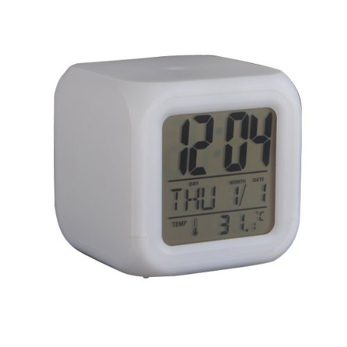 7 LED Farb Würfel Uhr mit digitalen LCD Display, Kalender, Wecker, Thermometer , Alarm Funktion, sehr stylisch, Eröffnungsangebot (32) - 3