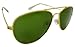 Price comparison product image Aviator Sunglasses Solid Metal Premium Gold Frames and Green Real Glass Lens