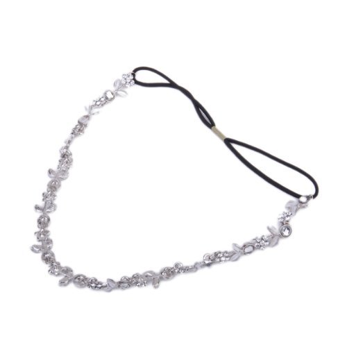 SODIAL(R) Frauen Elegante Blume elastisches Haar Band Stirnband Silber