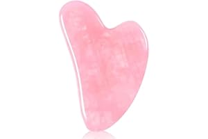 PRETTIVO Rose Quartz Gua Sha Facial Tool for Face and Body – Self Care Massage and Scraping Tool for Relieving Tension and Puffiness with Natural Mineral Stone