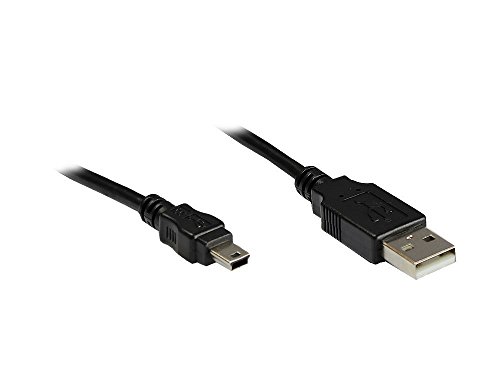 World of Data – Anschlusskabel USB 2.0, Stecker A zu Stecker Mini B, 5-polig, Farbe: schwarz 1,0 m Schwarz - schwarz