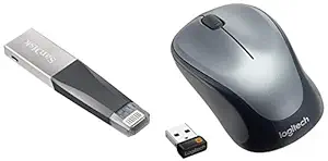 SanDisk iXpand Mini 64GB USB 3.0 Flash Drive for iPhone and Computer+Logitech M235 Mouse
