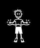 6,5 cm x 8,5 cm My Stick Figure Family - Mis Pegue la figura familia de coches pegatina de vinilo ventana pequeña natación del muchacho SB7