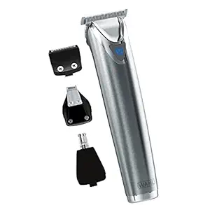 Wahl Stainless Steel Lithium Ion+ Beard and Nose Trimmer for Men, Hair Clippers, Detail Shaver, Rechargeable, All in One Mens Grooming Kit (Steel)