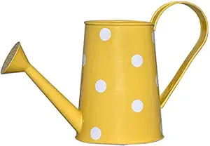 TRUPHE 2 litres Yellow Polka Dots Metal Watering Can for Plants | Garden Water Can for Kids | Flower Watering Pot for Home Gardening