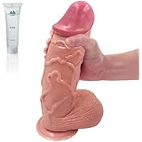 XXL Realistischer Dildo mit Starkem Saugnapf,Weichen Zwei Layer Silikon Dildos Echten Venen und Prallen Hoden,Perfekter Anald